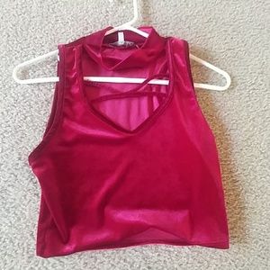 Red velevet cut out crop top